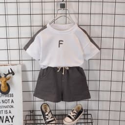 0-5 Years Old Boy Simple Korean Fashion T-Shirt + Baby Summer Cotton Shorts Suit