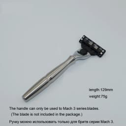 304 Stainless Steel Safety Razor Handle Men Shaving Cartridge Razor Pure Metal Replaceable Razor Blade Holder (Without Head)
