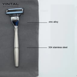 304 Stainless Steel Safety Razor Handle Men Shaving Cartridge Razor Pure Metal Replaceable Razor Blade Holder (Without Head)