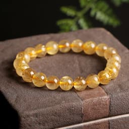 RUILONG Fashion Natural Rutilated Quartz Stone Bracelet 6/8/10MM Round Beads Jewelry Sweet Color Charm Bracelet Wristband Gift