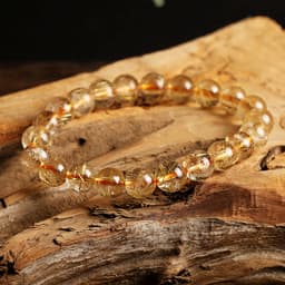 RUILONG Fashion Natural Rutilated Quartz Stone Bracelet 6/8/10MM Round Beads Jewelry Sweet Color Charm Bracelet Wristband Gift