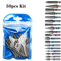50pc Diamond Nail Drill Cuticle Clean Bit Set Milling Cutter for Manicure Electric Cutter Bits Accessories Dead Skin Remove Tool