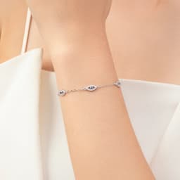 MODIAN Pure 925 Sterling Silver Luxury Turquoise Blue Eyes Clear Cubic Zircon Crystal Link Chain Bracelet For Women Fine Jewelry