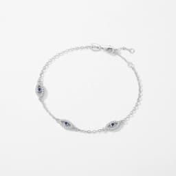 MODIAN Pure 925 Sterling Silver Luxury Turquoise Blue Eyes Clear Cubic Zircon Crystal Link Chain Bracelet For Women Fine Jewelry
