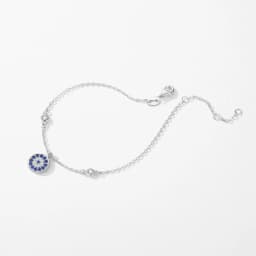 MODIAN Pure 925 Sterling Silver Luxury Turquoise Blue Eyes Clear Cubic Zircon Crystal Link Chain Bracelet For Women Fine Jewelry