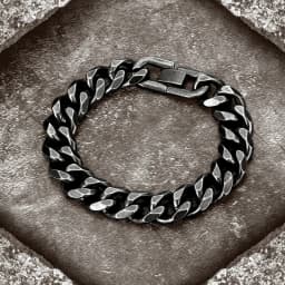 New Men's Vintage Grey Bracelet Stainless Steel Curb Cuban Link Chain Hiphop Trendy Handmade Jewelry For Brother Boyfriends Gift