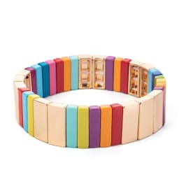 Wholesale Enamel Bracelets Set Gold Color Bangle For Women Colorful Beads Elastic Bracelets Handmade Beads Jewelry