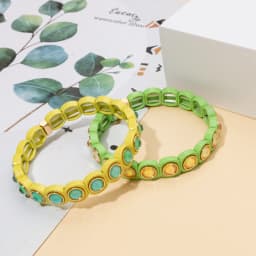 2023 New Design Colorful Bracelets For Women Inlaid Shiney Resin Diamond Elastic Bangle Acrylic Crystal Candy Color Jewelry