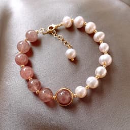 High Quality 100% Baroque Freshwater Pearl & Strawberry Quartz Female Bracelets Jewelry For Women Valentine's Day Gifts No Fade