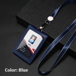 NEW Genuine Leather Badge Holder Business Work Card Neck Strap Lanyard ID Chest Card Name Tag Case Office Supplies