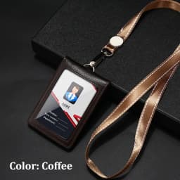NEW Genuine Leather Badge Holder Business Work Card Neck Strap Lanyard ID Chest Card Name Tag Case Office Supplies