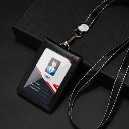 NEW Genuine Leather Badge Holder Business Work Card Neck Strap Lanyard ID Chest Card Name Tag Case Office Supplies