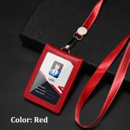 NEW Genuine Leather Badge Holder Business Work Card Neck Strap Lanyard ID Chest Card Name Tag Case Office Supplies