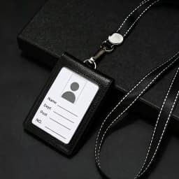 NEW Genuine Leather Badge Holder Business Work Card Neck Strap Lanyard ID Chest Card Name Tag Case Office Supplies