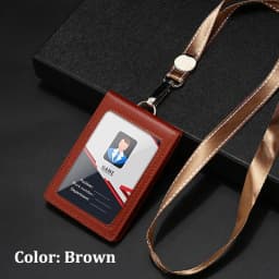 NEW Genuine Leather Badge Holder Business Work Card Neck Strap Lanyard ID Chest Card Name Tag Case Office Supplies