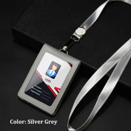 NEW Genuine Leather Badge Holder Business Work Card Neck Strap Lanyard ID Chest Card Name Tag Case Office Supplies
