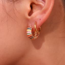 La.Muses Colorful Enamel Trendy Women's Tire Shape Hoop Earrings 2023 Stainless Steel Luxury Jewelry And Accessories For Women