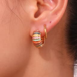 La.Muses Colorful Enamel Trendy Women's Tire Shape Hoop Earrings 2023 Stainless Steel Luxury Jewelry And Accessories For Women