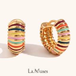 La.Muses Colorful Enamel Trendy Women's Tire Shape Hoop Earrings 2023 Stainless Steel Luxury Jewelry And Accessories For Women