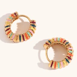 La.Muses Colorful Enamel Trendy Women's Tire Shape Hoop Earrings 2023 Stainless Steel Luxury Jewelry And Accessories For Women
