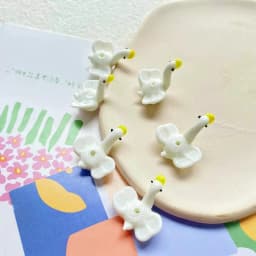 3d Glass Cartoon Cute Little Yellow Duck Frog Bracelet Bead Keychain Pendant Accessories