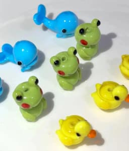 3d Glass Cartoon Cute Little Yellow Duck Frog Bracelet Bead Keychain Pendant Accessories