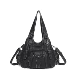 Women Handbags Black Vintage Shoulder Bags Fashion PU Handbag Angel Kiss Female Satchel Big-capacity Shoulder Purse Bag Feminina