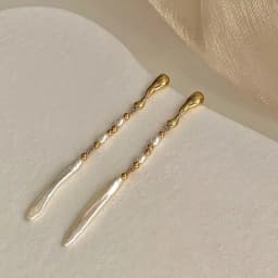 Minar High Quality Nature Freshwater Pearl Dangle Earrings for Women 14K Real Gold Plated Brass Beads Strand Long Tassel Earring