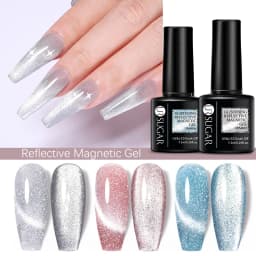 UR SUGAR 7.5ml Reflective Magnertic Gel Nail Polish Laser Silver Pink Magnetic Gel Soak Off UV LED Nail Manicure Varnish UV Gel