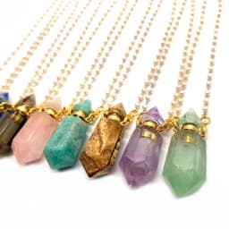 Natural Stone Faceted Prism Perfume Bottle Pendants Necklace Cut Hexagon Points Crystal Essential Oil Diffuser Vial Charms