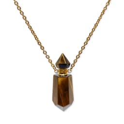 Natural Stone Faceted Prism Perfume Bottle Pendants Necklace Cut Hexagon Points Crystal Essential Oil Diffuser Vial Charms