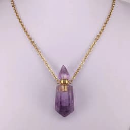 Natural Stone Faceted Prism Perfume Bottle Pendants Necklace Cut Hexagon Points Crystal Essential Oil Diffuser Vial Charms