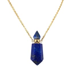 Natural Stone Faceted Prism Perfume Bottle Pendants Necklace Cut Hexagon Points Crystal Essential Oil Diffuser Vial Charms