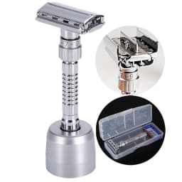 Double Edge Safety Razor Adjustable Classic Men's Shaving Mild to Aggressive Hair Removal Manual Shaver It with 5 Blades