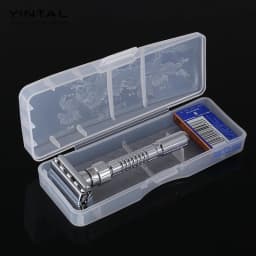 Double Edge Safety Razor Adjustable Classic Men's Shaving Mild to Aggressive Hair Removal Manual Shaver It with 5 Blades