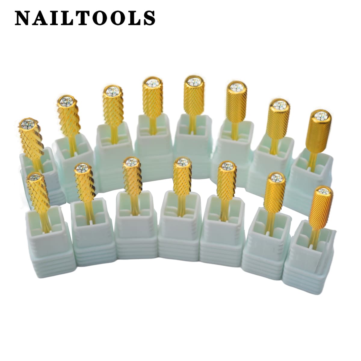 6.6 crystal Stone Large Small Barrel Diamond top steel Carbide Luxury nail drill bits Burrs