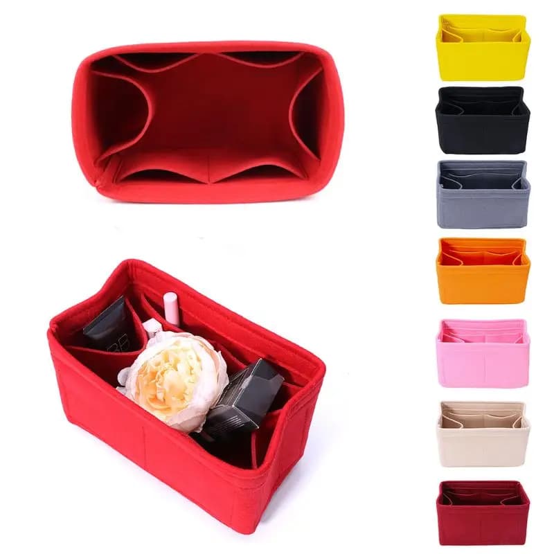 Felt Purse Organizer With Compartments Padded Cosmetic Bag Portable Handbag Removable Organizer Liner Women Suitable for Travel