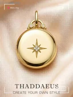 Pendant Round Medaillon With Star Locket Brand New 925 Sterling Silver Jewelry Europe Accessorie Gift For Woman Men