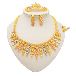 Dubai Women Gold Color Jewelry Sets African Wedding Bridal Gifts For Saudi Arab Necklace Bracelet Earrings Ring Jewellery Set