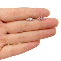 ASTM F136 Titanium Ear PIERC Curved Bar Earrings 7 CZ  Paved Top Threaded Labret Stud Tragus Lip Ring Body Piercing Jewelry