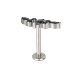 ASTM F136 Titanium Ear PIERC Curved Bar Earrings 7 CZ  Paved Top Threaded Labret Stud Tragus Lip Ring Body Piercing Jewelry