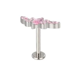ASTM F136 Titanium Ear PIERC Curved Bar Earrings 7 CZ  Paved Top Threaded Labret Stud Tragus Lip Ring Body Piercing Jewelry