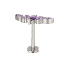 ASTM F136 Titanium Ear PIERC Curved Bar Earrings 7 CZ  Paved Top Threaded Labret Stud Tragus Lip Ring Body Piercing Jewelry