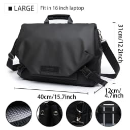 MATE ELAN Waterproof Business Men's Messenger Bag, Multi-functional Laptop Case, Casual Large Capacity Crossbody Bag for Men