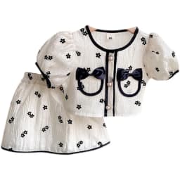 Girls Clothing Set 2023 New Summer Short Sleeve Shirt Top & Floral Skirt 2PCS Children Clothing Kids Clothes Sets 2 to 8 Years