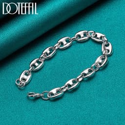 DOTEFFIL 925 Sterling Silver 18K Gold Simple Classic Chain Bracelet For Women Man Wedding Engagement Party Fashion Jewelry