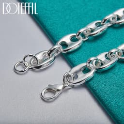 DOTEFFIL 925 Sterling Silver 18K Gold Simple Classic Chain Bracelet For Women Man Wedding Engagement Party Fashion Jewelry