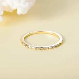 Trumium Half Eternity Rings for Women Baguette Cubic Zircon Anniversary Ring Minimalist Bridal Statement Band Thin Stacking Ring