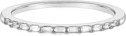 Trumium Half Eternity Rings for Women Baguette Cubic Zircon Anniversary Ring Minimalist Bridal Statement Band Thin Stacking Ring