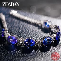 ZDADAN 925 Sterling Silver Sapphire Bracelet Chain For Women Fashion Wedding Jewelry Gift